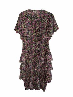 Robbie Bee Vintage 80s 1080”s button down Ruffle dress floral print size 10